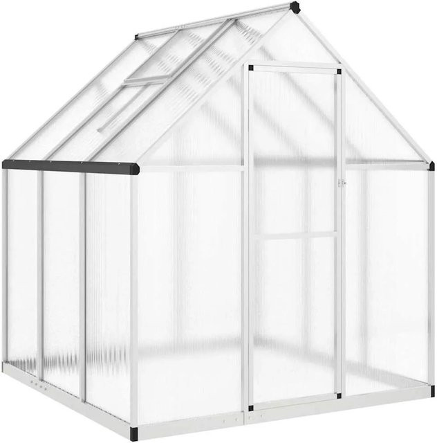 Furnicato Gewächshaus aus Aluminium mit Fundamentrahmen und Polycarbonat in Silber, B/T/H: 169 x 169 x 195 cm - Bild 1