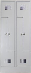 STIER Z-Garderobenspind Premium mit Sockel, 4 Abteile mit Drehriegel und Kleiderstange, lichtgrau - Bild 1