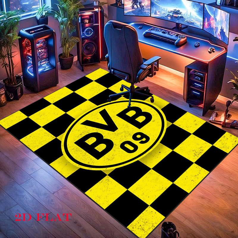 Borussia Dortmund Logo Teppich, rutschfeste Bodenmatte aus Polyester für Wohnzimmer und Schlafzimmer, B/B: 200 x 160 cm - Bild 3