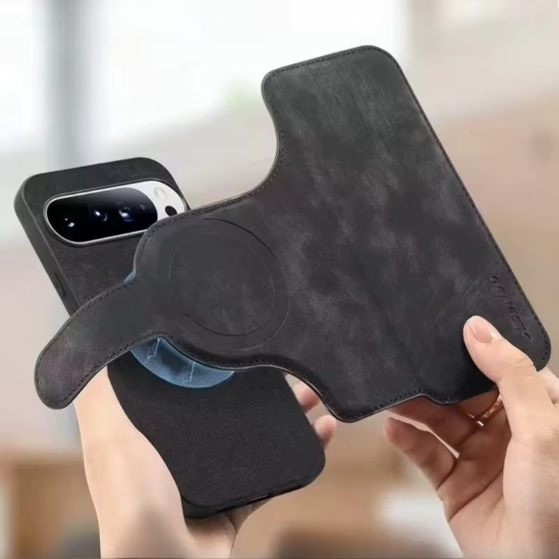 VYOPBC 2-in-1 Lederhülle für Google Pixel 6 7 8 9 Pro XL 7A 8A 9A mit abnehmbarem MagSafe Magnetkartenhalter und Brieftasche in Pink oder Schwarz - Bild 5