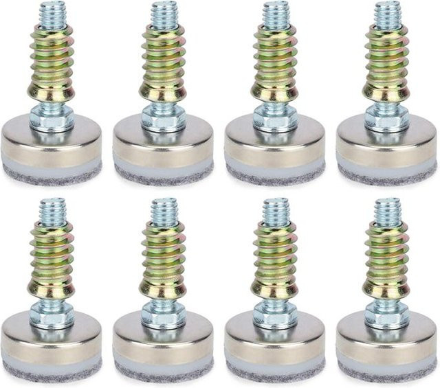 Binchi Outdoor Equipment Möbelnivellierer Set mit Filzgleitern, verstellbare Nivellierbeine für Tische, Stühle und Schränke, M10 x 35 mm, 8 Stück, verzinkter Stahl und Kunststoff, Silber - Bild 1