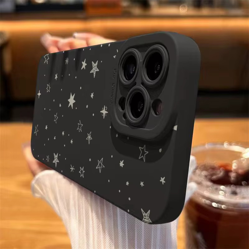 Stoßfeste iPhone Handyhülle mit kreativem Sterne-Design als Softcover in Schwarz für verschiedene iPhone Modelle - Bild 2
