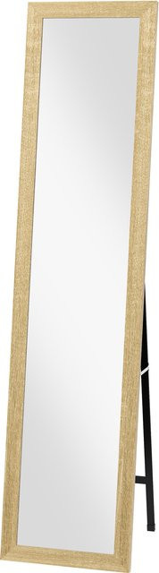 HOMCOM Rechteckiger Standspiegel mit Holzrahmen in Hellbraun zum Aufhängen oder Aufstellen, B/H: 37 x 157 cm - Bild 1