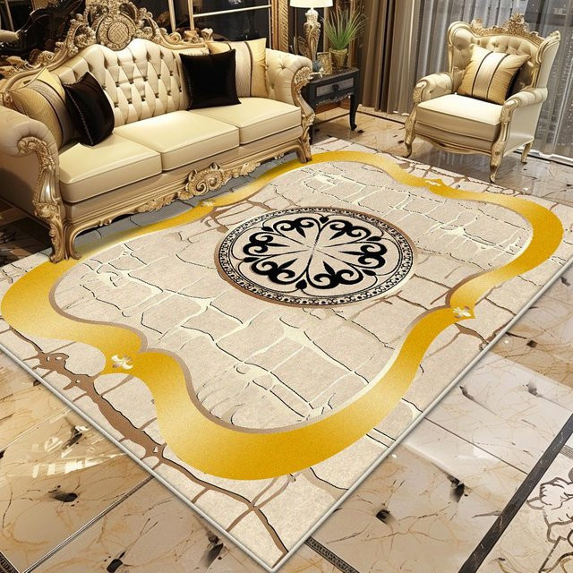 Karpetti Luxusteppich Gold mit Streifenmuster, rutschfest und waschbar, B/T: 160 x 200 cm - Bild 1