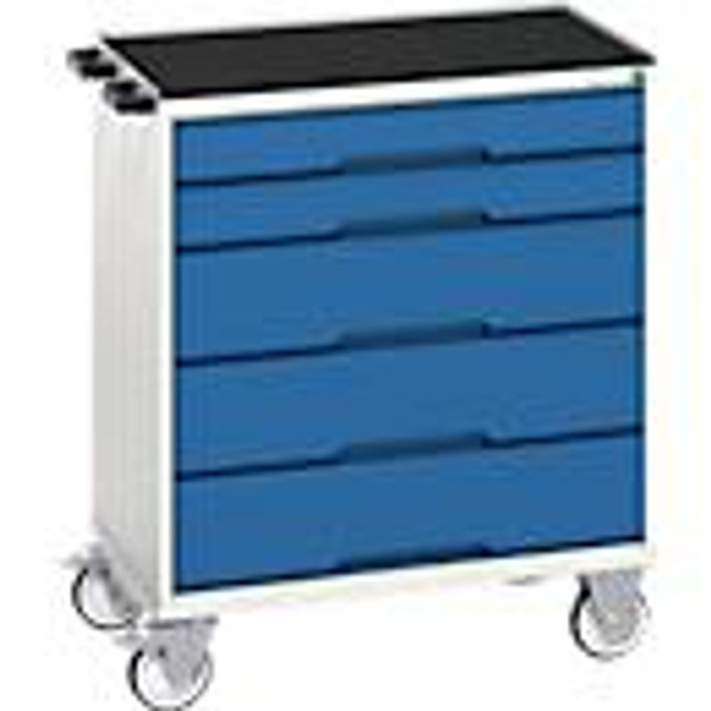 Mobiler Schubladenschrank Bott verso aus Stahlblech mit 5 Schubladen in Grau-Blau, B/T/H: 80 x 55 x 96,5 cm - Bild 2