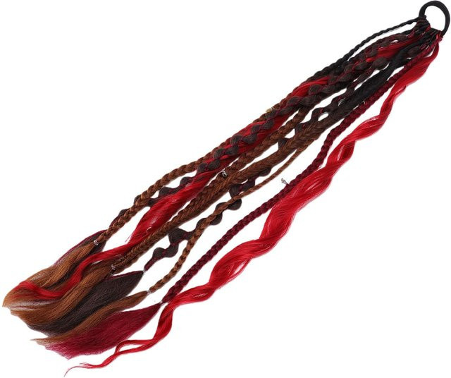 TOMTOP Dreadlock-Pferdeschwanz-Verlängerung, 22 Zoll, Rot Schwarz, Unisex - Bild 1