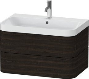 Duravit Möbelwaschtisch Happy D.2 Plus in Nussbaum gebürstet mit 2 Schubladen und 1 Handtuchhalter, Breite: 77,5 cm, Tiefe: 49 cm - Bild 1