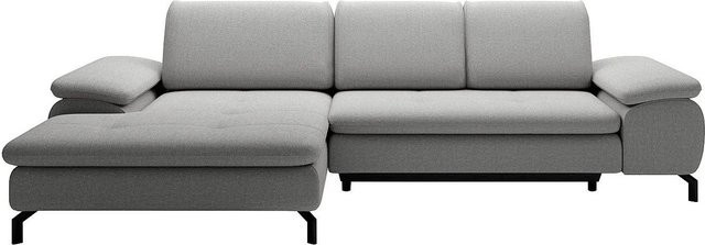 Vente-unique Schlafsofa Archibald in Grau mit L-Form und Strukturstoff - Bild 1