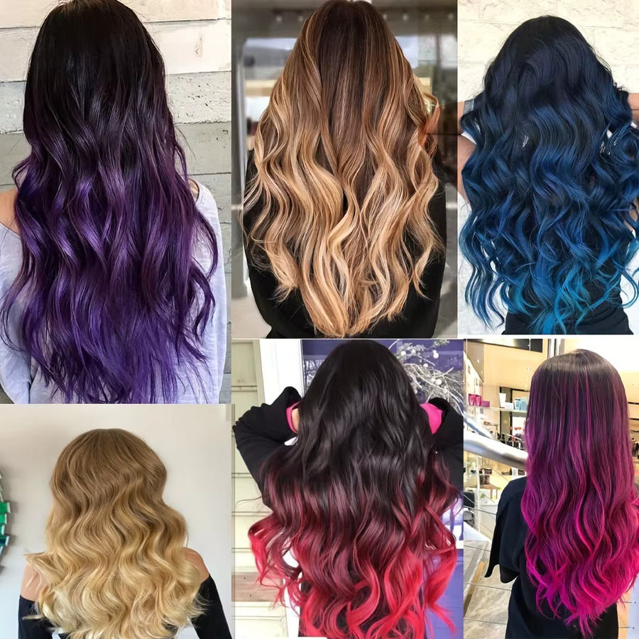 JIAMEISI Clip-in Haarverlängerung, 22 Zoll, Ombre, lockig gewellt, synthetisch, Damen - Bild 2