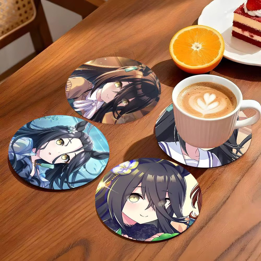 Manhattan Cafe Anime Umamusume Pretty Derby Holzuntersetzer rund, Durchmesser: 10 cm, braun/mehrfarbig - Bild 2
