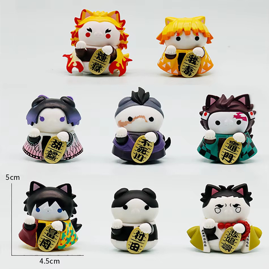 Bandai Demon Slayer Glückskatzen-Modellfiguren, 8-teiliges Set - Bild 2
