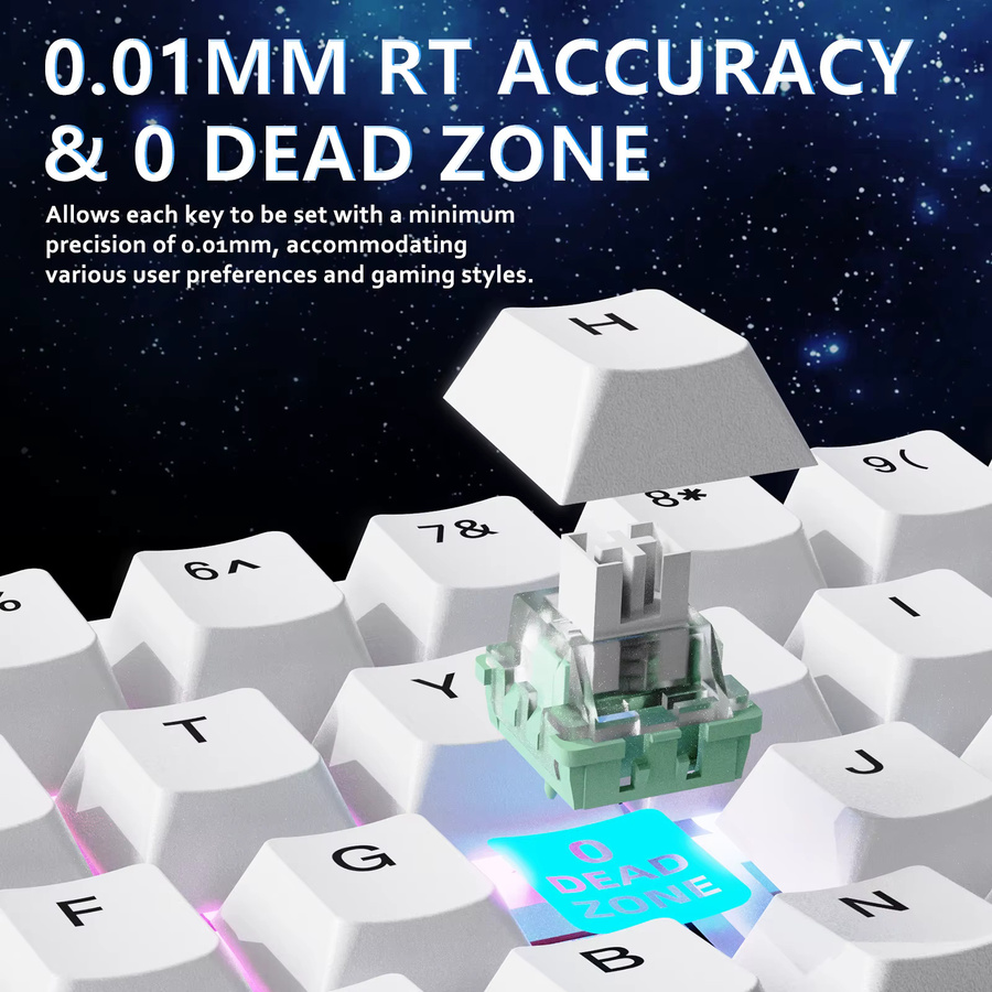 ATTACK SHARK X65 HE Magnetic Switch Rapid Trigger Gaming-Tastatur, 65 % kabelgebunden, Weiß - Bild 3