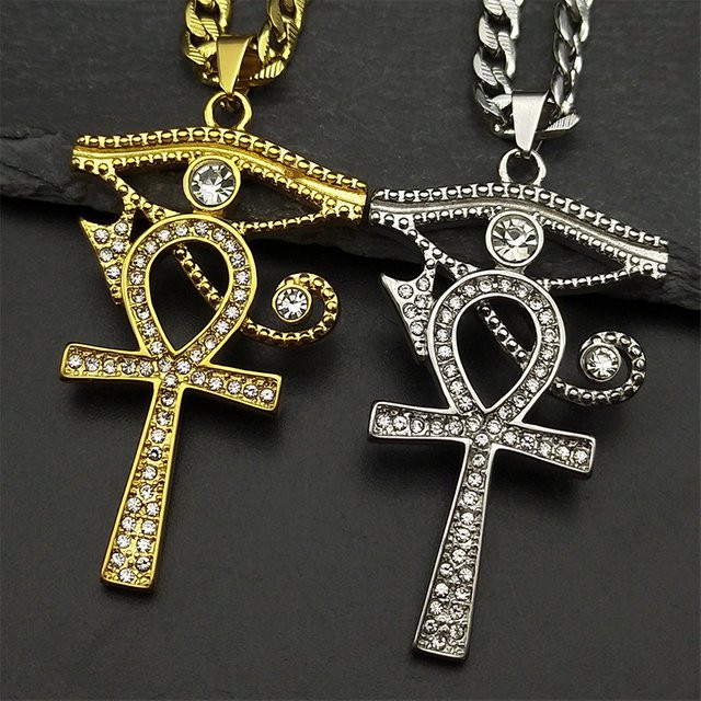 JYTF Anhänger Halskette Edelstahl, Gold, Kristall, Zirkonia, Unisex - Bild 1