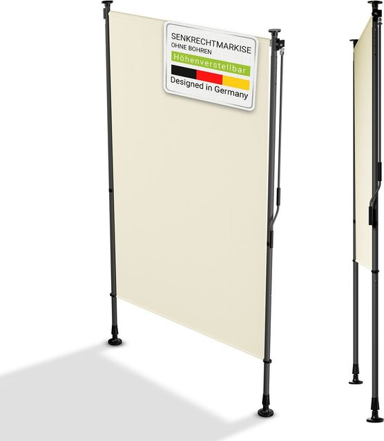 Juskys Senkrechtmarkise Barbados Sonnenschutz höhenverstellbar ohne Bohren Beige B: 120 cm, H: 310 cm - Bild 1