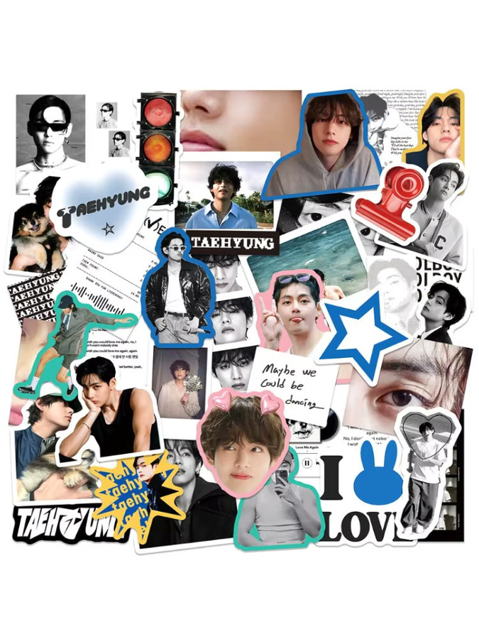 50 Stück Taehyung Notizbuch-Aufkleber wasserfest selbstklebend in Multicolor von Bandai - Bild 5