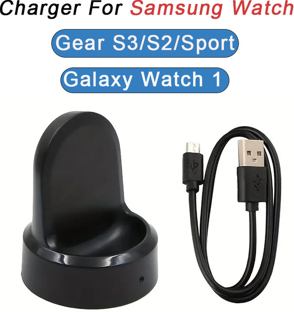 Magnetisches kabelloses Ladegerät für Samsung Gear S3 und Gear S2 Classic in Schwarz - Bild 1