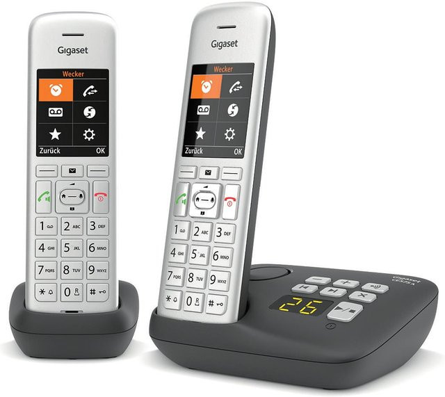 Gigaset CE575A Duo Schnurloses Telefon in Silber mit Freisprechfunktion, Caller ID und großen Tasten - Bild 1