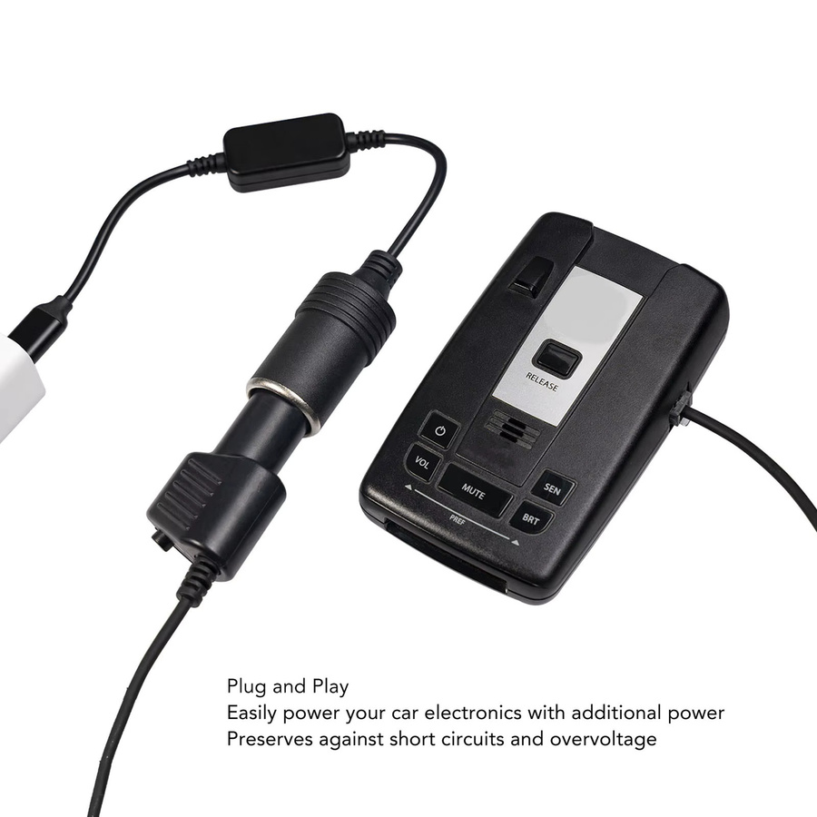 Qiilu USB-C auf 12V Zigarettenanzünder Buchse Netzteil Konverter für Auto Elektronik Zubehör, Schwarz - Bild 3