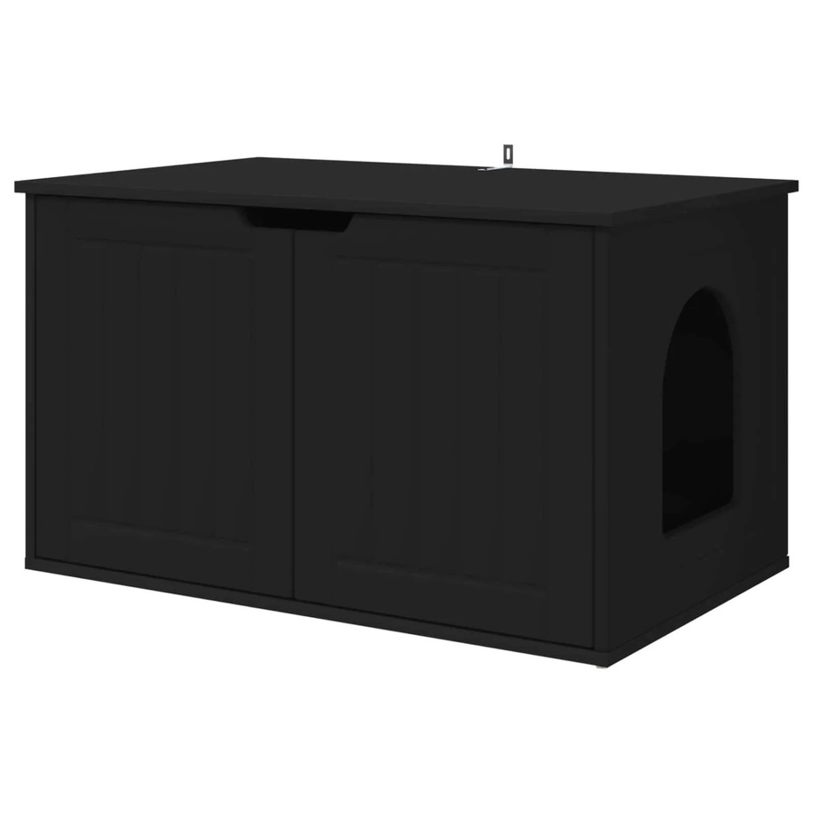 vidaXL Katzenhaus Schwarz aus Holzwerkstoff, Höhle für Katzen, B/T/H: 85 x 55 x 50,5 cm - Bild 2