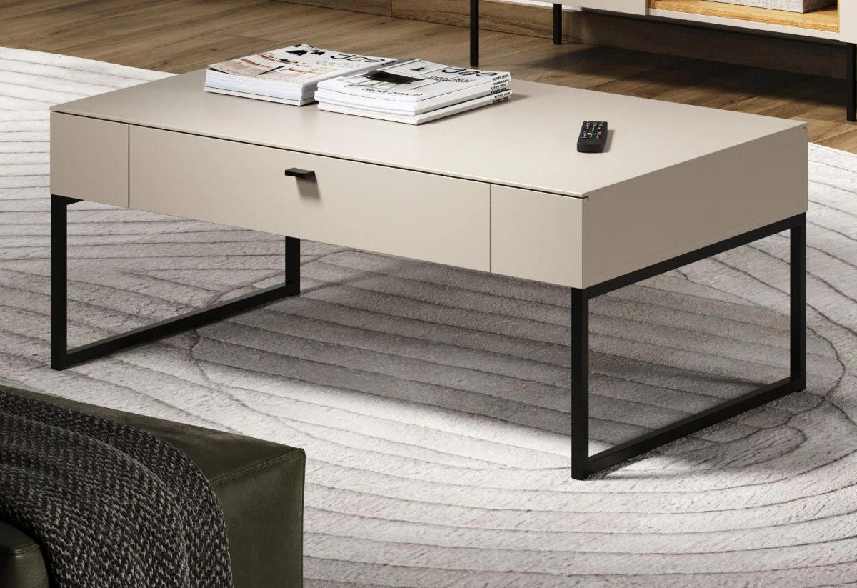Couchtisch Jardins in Sand und Schwarz, rechteckig, B: 110 cm, T: 68 cm, H: 45 cm - Bild 1