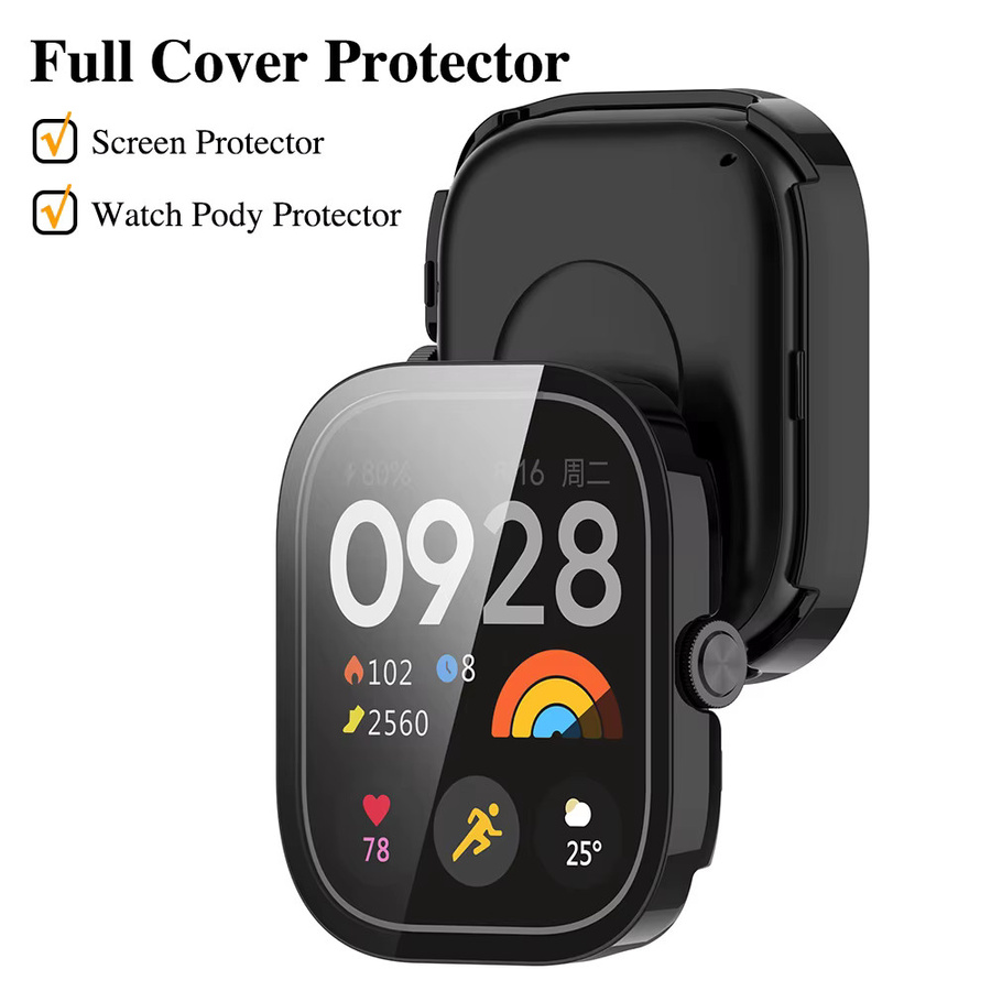 Xiaomi Uhrenzubehör, Hartschale + Glas für Redmi Watch 4, Schwarz - Bild 2