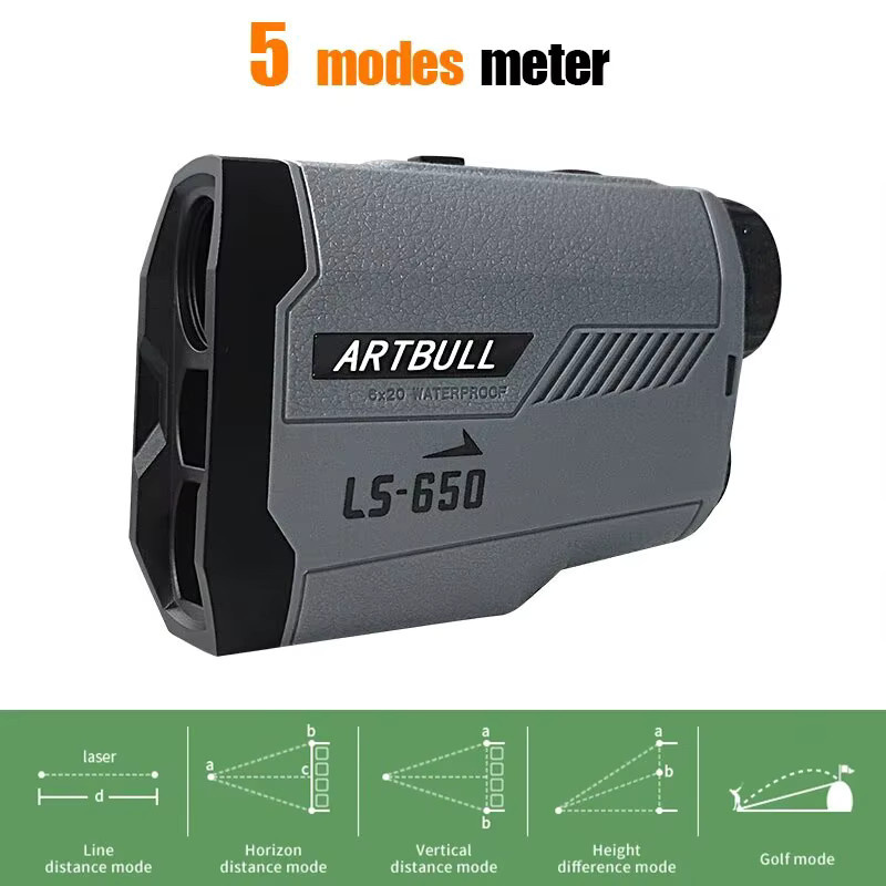 ARTBULL Golf Laser-Entfernungsmesser mit Flag-Lock-Funktion und Neigungsanpassung, Grau, 1000m/650m - Bild 2