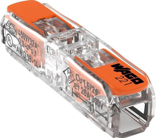 WAGO 221-2411 Verbindungsklemme flexibel und starr, Polzahl 2, Transparent und Orange - Bild 1