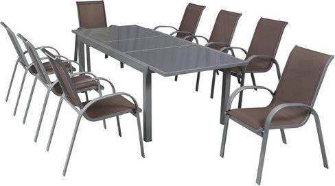 Merxx Gartenmöbel-Set Amalfi 9-tlg. aus Aluminium in Taupe und Grau mit Ausziehtisch B: 240 cm, T: 100 cm, H: 75 cm - Bild 3