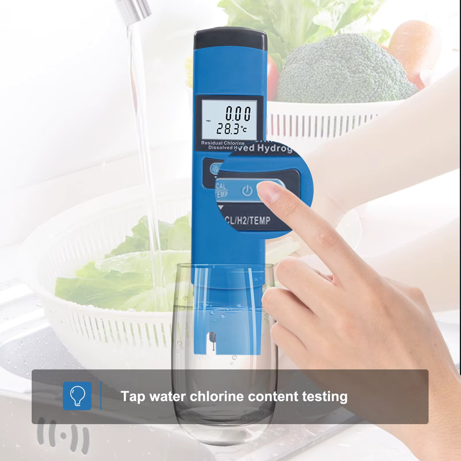 Yieryi HW-98117 3-in-1 Wasserqualitätsdetektor zur Messung von H2, Chlor und Temperatur in Blau - Bild 2