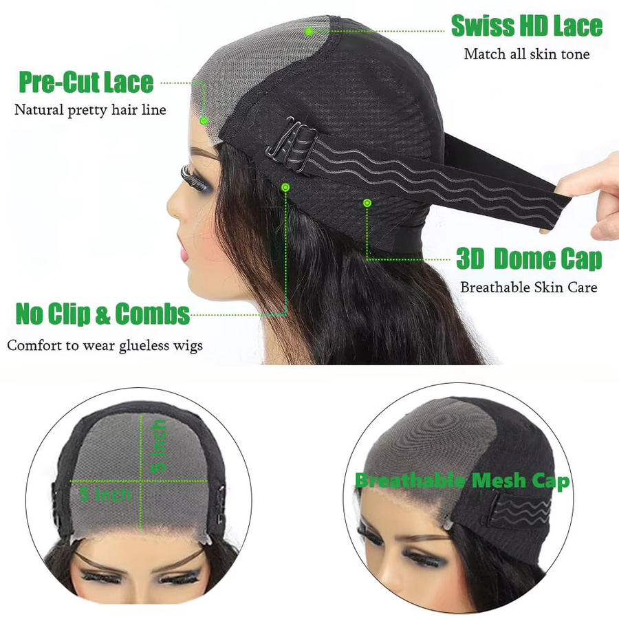 MYLOCKME Echthaar Perücke, Brasilianische Tiefe Welle, Lace Frontal, Unisex - Bild 6