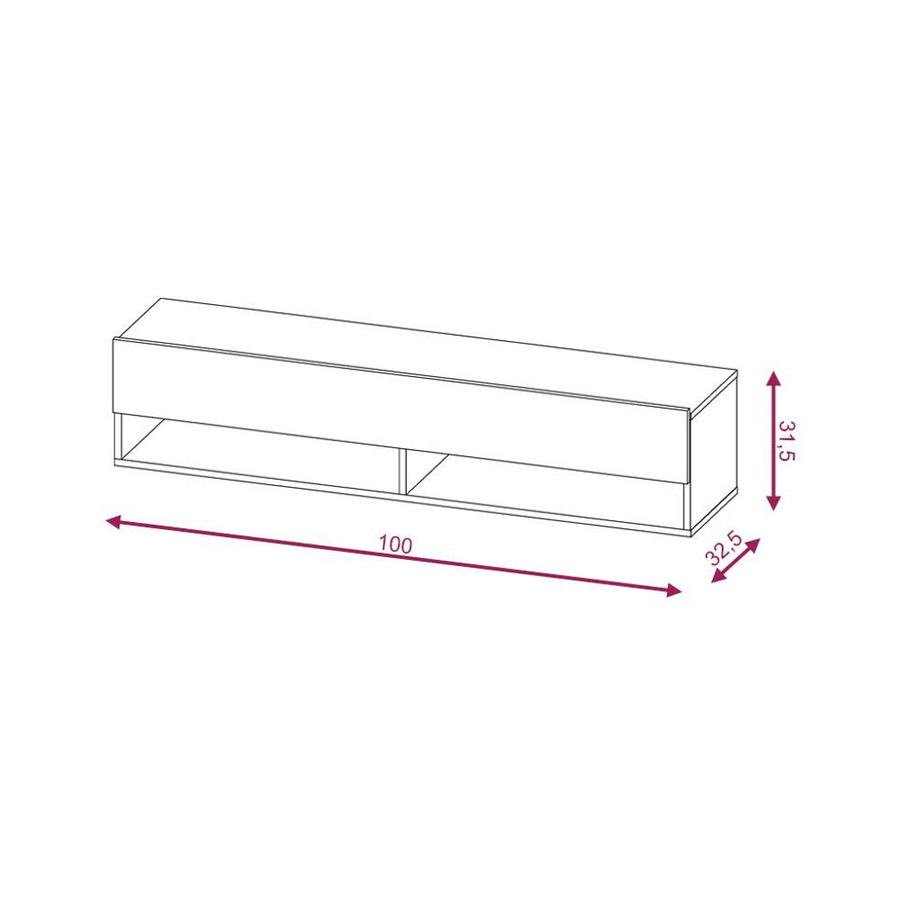 TV-Lowboard Derby 100 von WIPMEB in Eiche Wotan Nachbildung, schwarz glänzend, modern, B/H/T: 100 x 32,5 x 31,5 cm - Bild 2