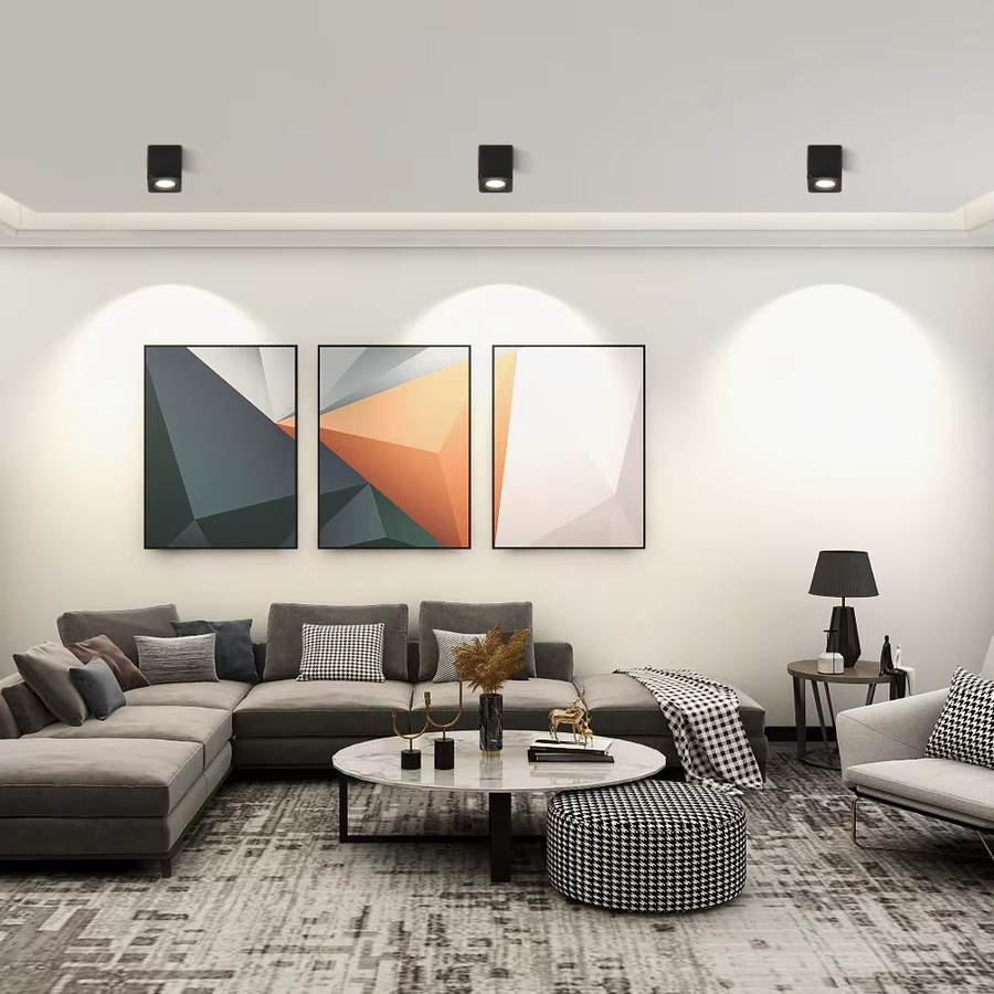 DIBILUN Aufputz-Deckeneinbauleuchte in Schwarz mit verstellbarem Winkel und austauschbarem GU10-Leuchtmittel aus Aluminium - Bild 6