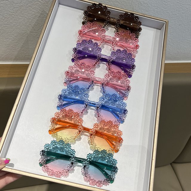 CHUYONG Sonnenbrille für Kinder, Blumenform, Rund, Vollrand, Multicolor, Kunststoff - Bild 1