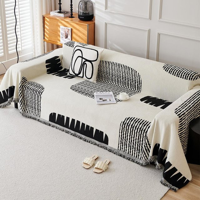 Minimalistisches Sofahandtuch aus Chenille von Super Six, rutschfest und staubdicht, beidseitig verwendbar, B/T: 180 x 130 cm - Bild 1