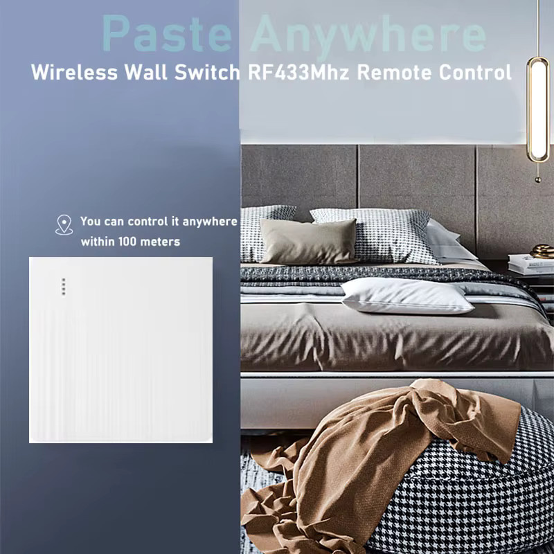 Szaoju Smart RF 433 MHz Wandpanel mit Fernbedienung und Mini Relais Empfänger für LED Licht Schalter, Weiß - Bild 3
