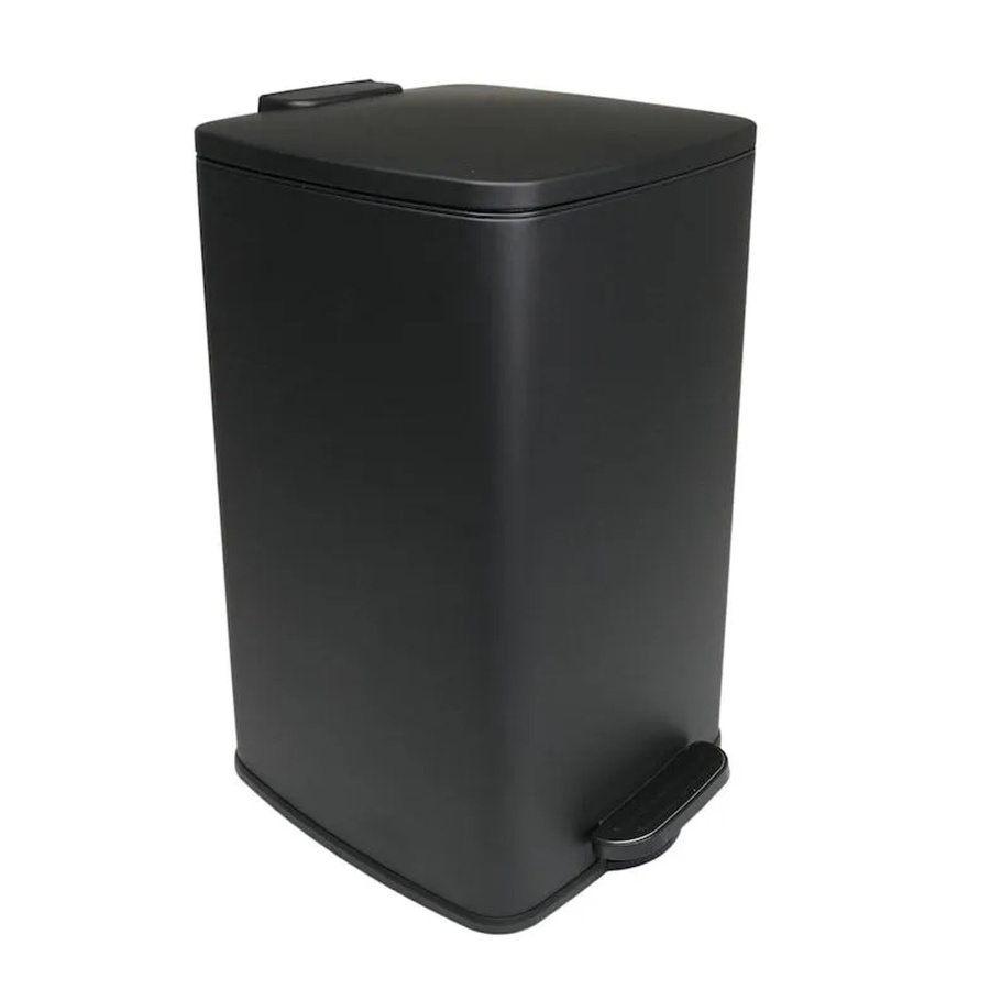 PROREGAL Tretmülleimer aus Stahl mit Softclose und Stay-Open Deckel, 30l, Schwarz Matt, Rechteckig - Bild 2