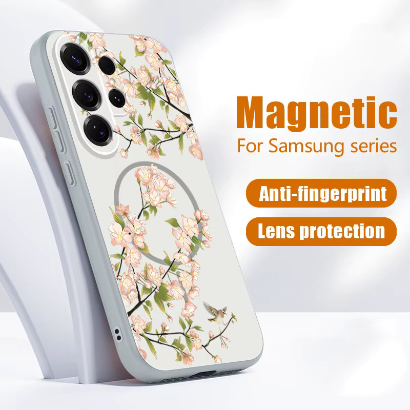 Magnetische Handyhülle mit Kleinblumenmuster für Samsung Galaxy S26 S25 Ultra Edge S24 S23 FE A17 A56 A37 A16 A55 A15 A36 A55 Cover in Grün - Bild 3