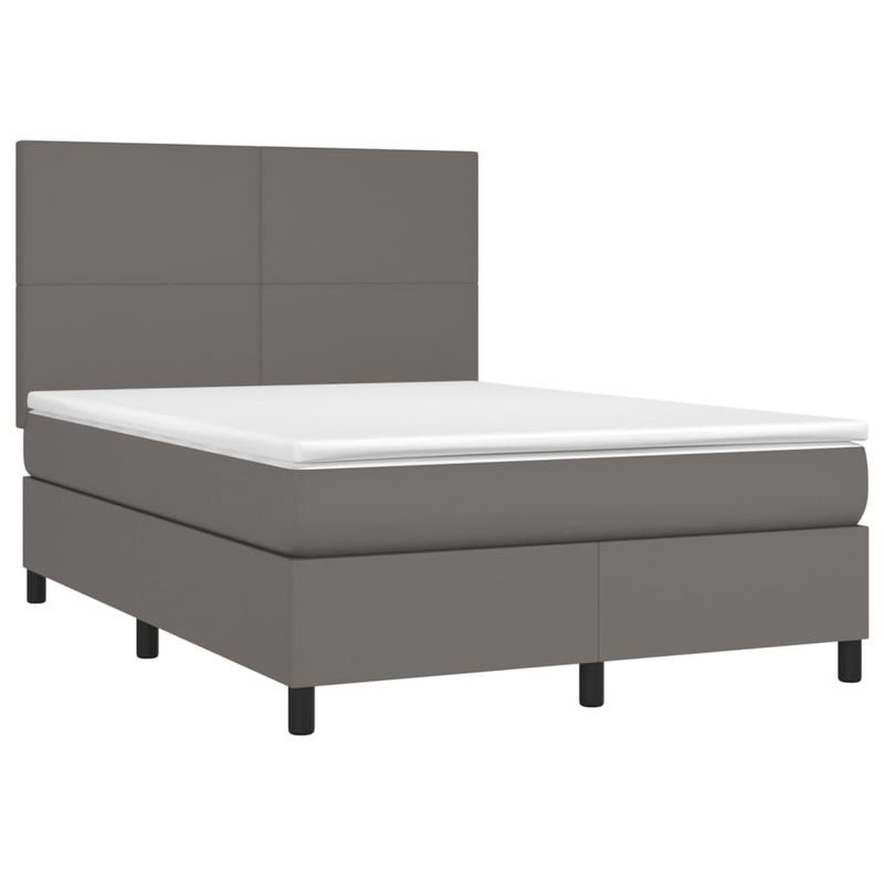 Vidaxl Kontinentalbett mit Matratze und LED in Grau aus Kunstleder, B/T: 140 x 200 cm - Bild 2