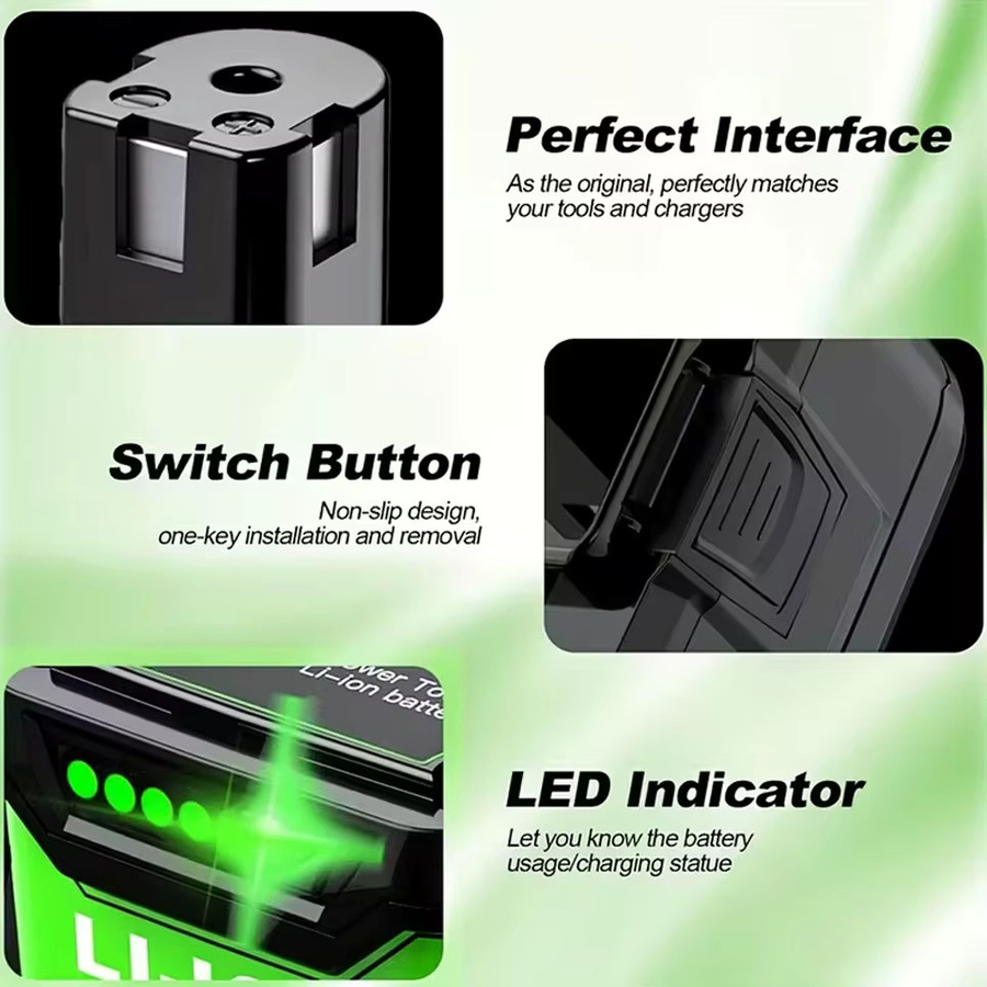 RYOBI Li-Ion Akku P108 18V 8000mAh in Schwarz kompatibel mit P104 P107 RB18L50 RB18L20 Elektrowerkzeugen - Bild 5
