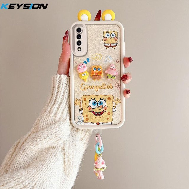 KEYSION 3D Cartoon Handyhülle mit Ohren und Armband für Samsung Galaxy A50, A50S und A30S aus weichem Silikon in Weiß - Bild 1