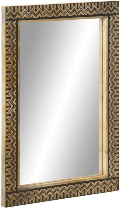 vidaxl Badspiegel Bohemian aus Massivholz und Glas, Rechteckig, B: 50 cm, H: 70 cm, Farben: Schwarz oder Braun - Bild 1