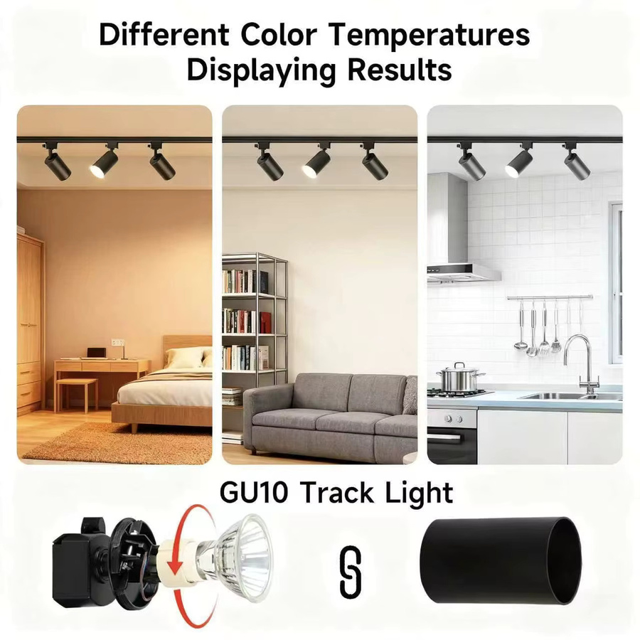 CANMEIJIA GU10 Deckenleuchte in Schwarz aus Metall für das Wohnzimmer mit warmweißem LED-Licht - Bild 4