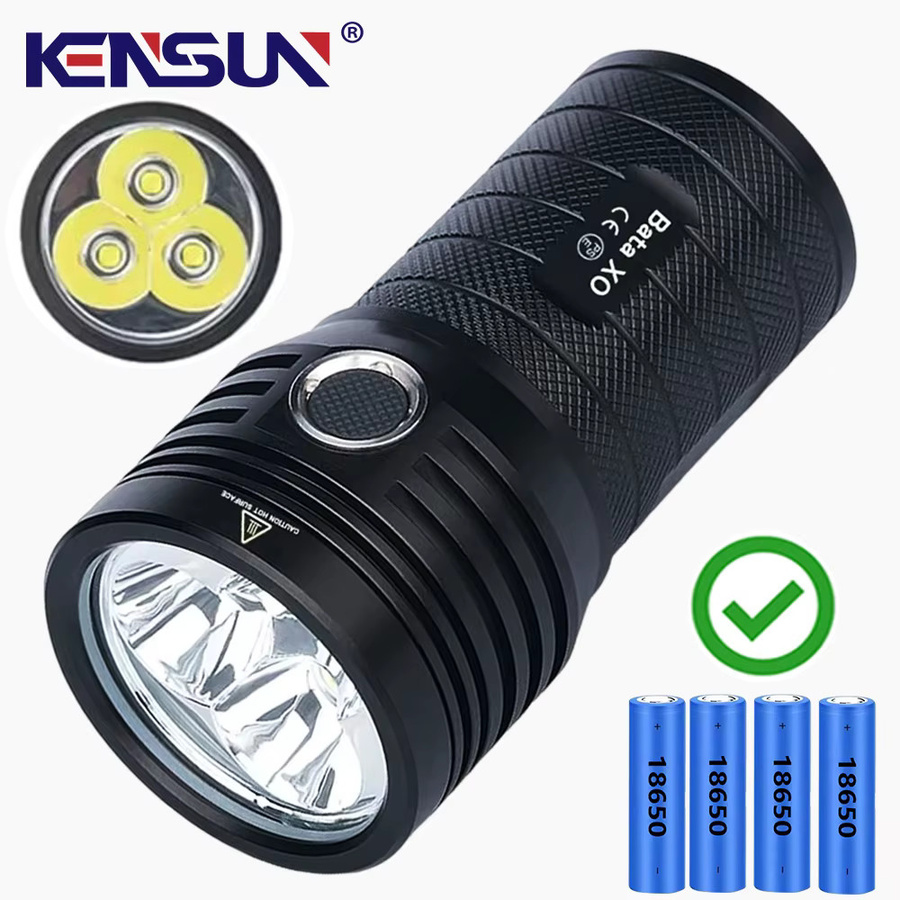 KENSUN XHP90 LED Taschenlampe, USB aufladbare taktische Handlaterne in Schwarz aus Metall für Camping und Outdoor - Bild 7