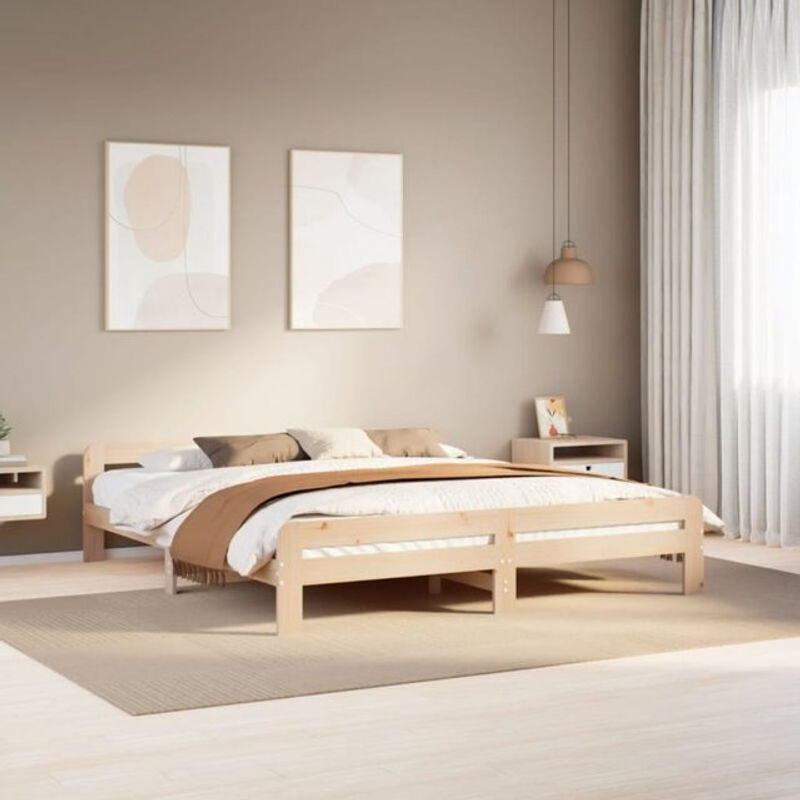 Massivholzbett Vidaxl aus Kiefer in Braun, Skandinavischer Stil, B/T: 200 x 200 cm - Bild 1