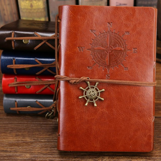 PHANTACI Retro-Notizbuch im Vintage-Stil mit Softcover und Spiralbindung, braun, blanko - Bild 1