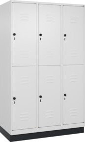 C+P Doppelstock-Spind Classic PLUS mit Sockel, 3 Abteile, RAL 9016 Verkehrsweiß/901 Front, H x B x T: 195 x 120 x 50 cm - Bild 1