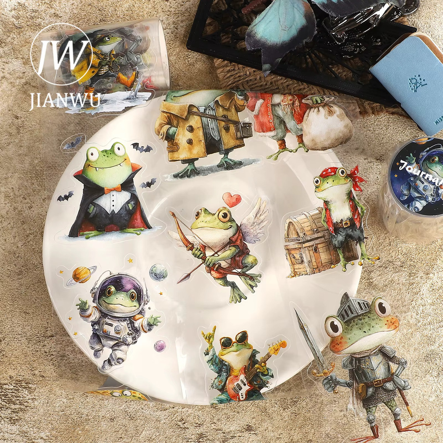 JIANWU Washi Tape mit Vintage Frosch-Landschaftsmotiv für Scrapbooking und DIY-Tagebuch, Mehrfarbig, Breite: 6 cm, Länge: 200 cm - Bild 2