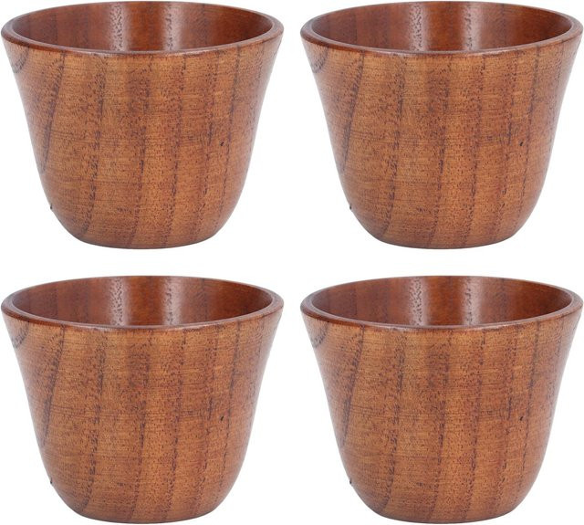 CosyHome Holzbecher Set aus Naturholz in Braun, 4 Stück, 75 ml - Bild 1