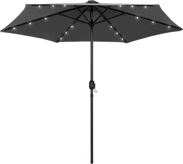 vidaXL Sonnenschirm mit LED-Beleuchtung und Aluminium-Mast in Anthrazit, Höhe: 270 cm - Bild 1