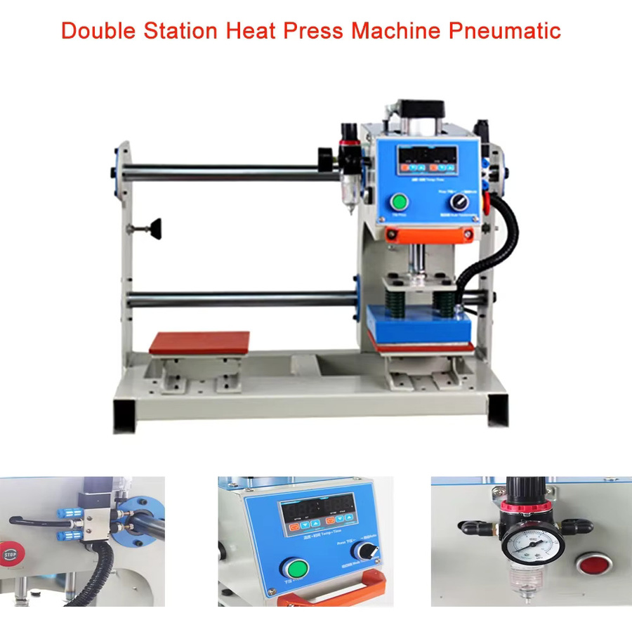 Pneumatische Doppelstation Heißprägemaschine für Wärmeübertragungsfolien, Aufkleber und Etiketten, B/T: 35 x 25 cm - Bild 1